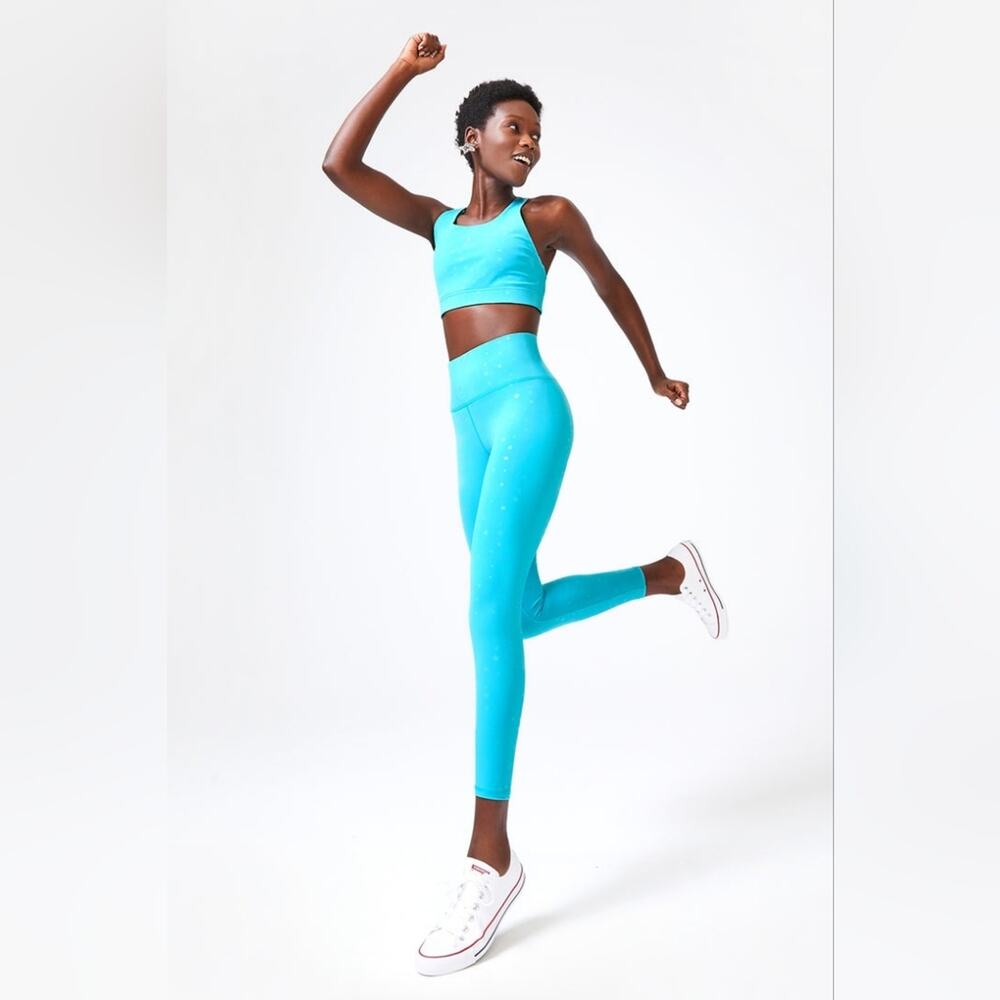 Terez - Aqua Mini Star Foil UpLift Leggings - Size Large